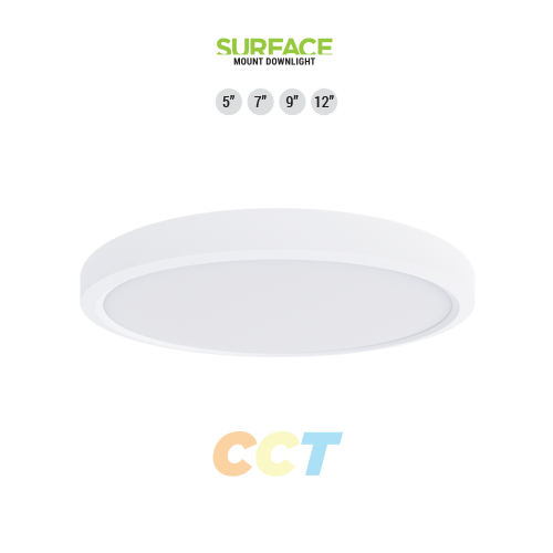 PORTOR LIGHTING Round LED Surface Mount Downlight with Multiple CCT