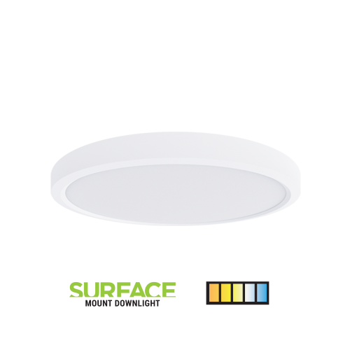 PORTOR LIGHTING Round LED Surface Mount Downlight with CCT Selector