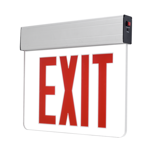 Clear Edge-Lit Exit Sign with Emergency Battery Back-up