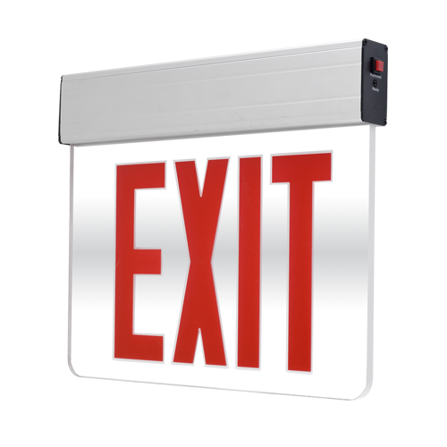 Mirror Edge-Lit Exit Sign with Emergency Battery Back-up